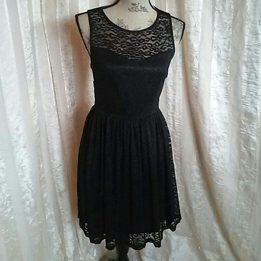 Delia's Black Lace Overlay Dress